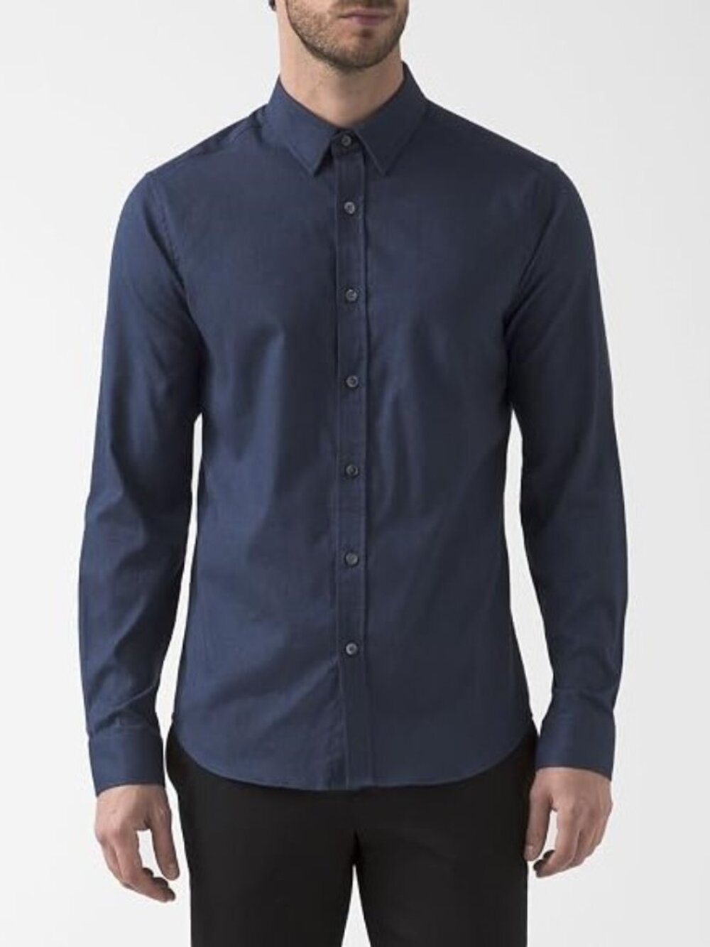 Theory Men’s Navy Button Front Long Sleeve Dress Shirt, size S